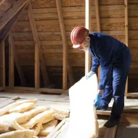 tech removing standard attic insulation