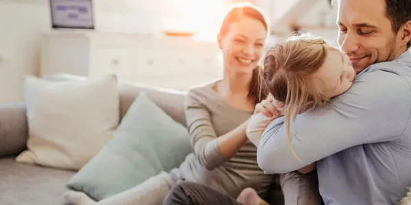 Family on couch